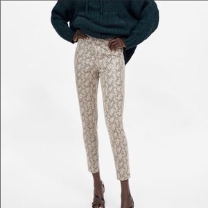 ZARA snakeskin tan high waisted leggings size XS